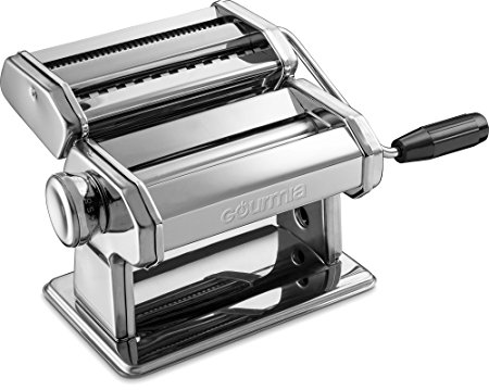 Gourmia GPM9980 – Pasta Maker, Roller and Cutter - Manual Hand Crank – Slices Dough into Spaghetti and Fettuccine – Stainless Steel Surface and Chrome Plated Parts - 150mm